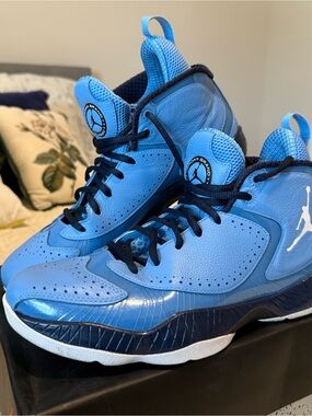 Jordan Carolina Blue and Navy High-Top Basketball shoes